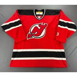 Vintage 90s NHL KOHO New Jersey Devils Red Hockey Jersey Size Large